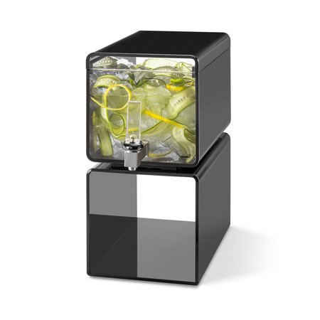 ROSSETO SERVING SOLUTIONS Lucid Cuboid 2 Gal. Black Acrylic Beverage Dispenser, 1 EA LD188